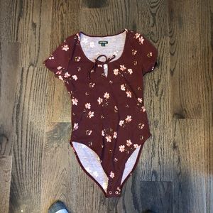 Maroon floral print bodysuit